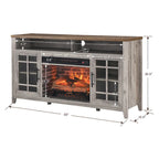 55 Inch Tv Media Stand With Electric Fireplace Kd Inserts Heater,Gray Wash Color