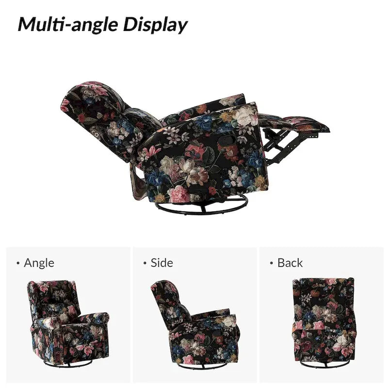 Leopold Transitional Floral Print Manual Swivel Rocking Recliner with Nailhead Trims Set of 2 by HULALA HOME