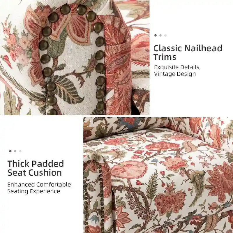 Leopold Transitional Floral Print Manual Swivel Rocking Recliner with Nailhead Trims Set of 2 by HULALA HOME