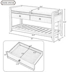 Contemporary Cushioned Shoe Rack with 2 Drawers and Open Shelf