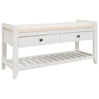 Contemporary Cushioned Shoe Rack with 2 Drawers and Open Shelf