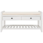 Contemporary Cushioned Shoe Rack with 2 Drawers and Open Shelf