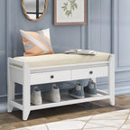 Contemporary Cushioned Shoe Rack with 2 Drawers and Open Shelf
