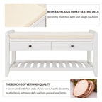 Contemporary Cushioned Shoe Rack with 2 Drawers and Open Shelf