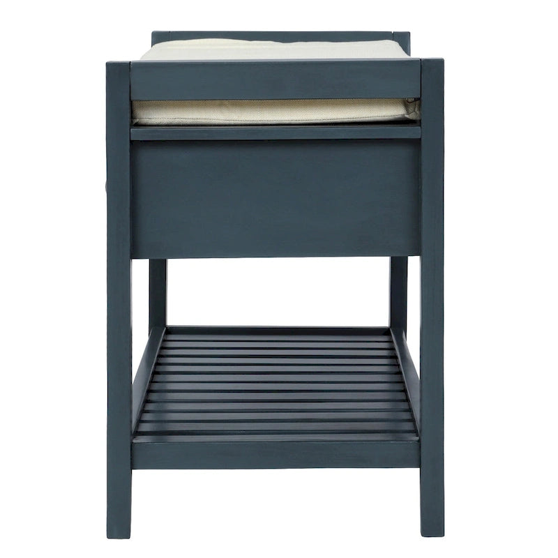 Contemporary Cushioned Shoe Rack with 2 Drawers and Open Shelf