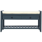 Contemporary Cushioned Shoe Rack with 2 Drawers and Open Shelf