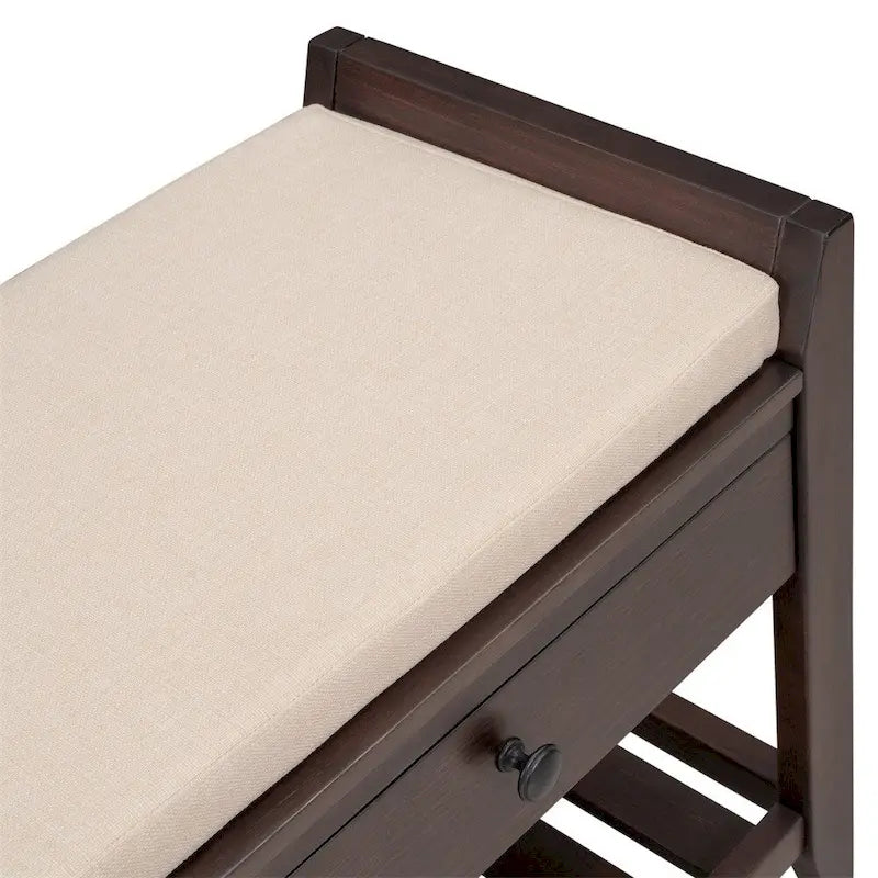 Contemporary Cushioned Shoe Rack with 2 Drawers and Open Shelf