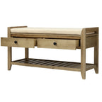 Contemporary Cushioned Shoe Rack with 2 Drawers and Open Shelf