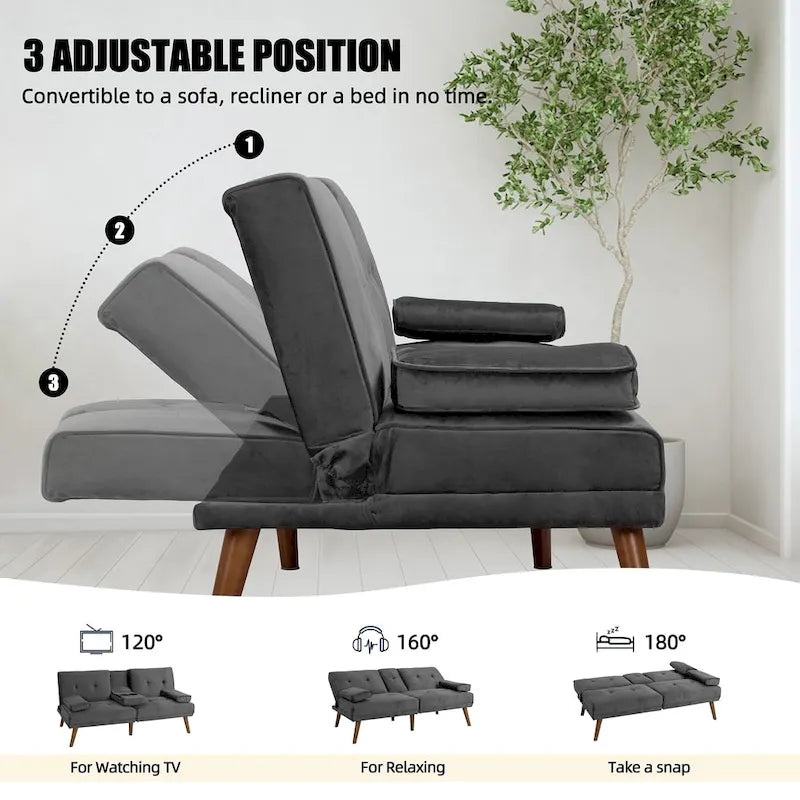 Futzca 60  Small Loveseat, 3 in 1 Cute Convertible Sofa Bed