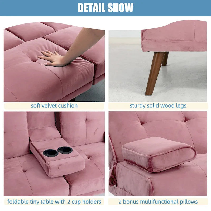 Futzca 60  Small Loveseat, 3 in 1 Cute Convertible Sofa Bed
