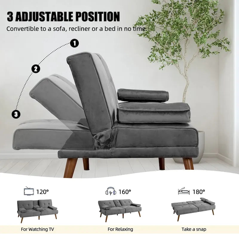 Futzca 60  Small Loveseat, 3 in 1 Cute Convertible Sofa Bed