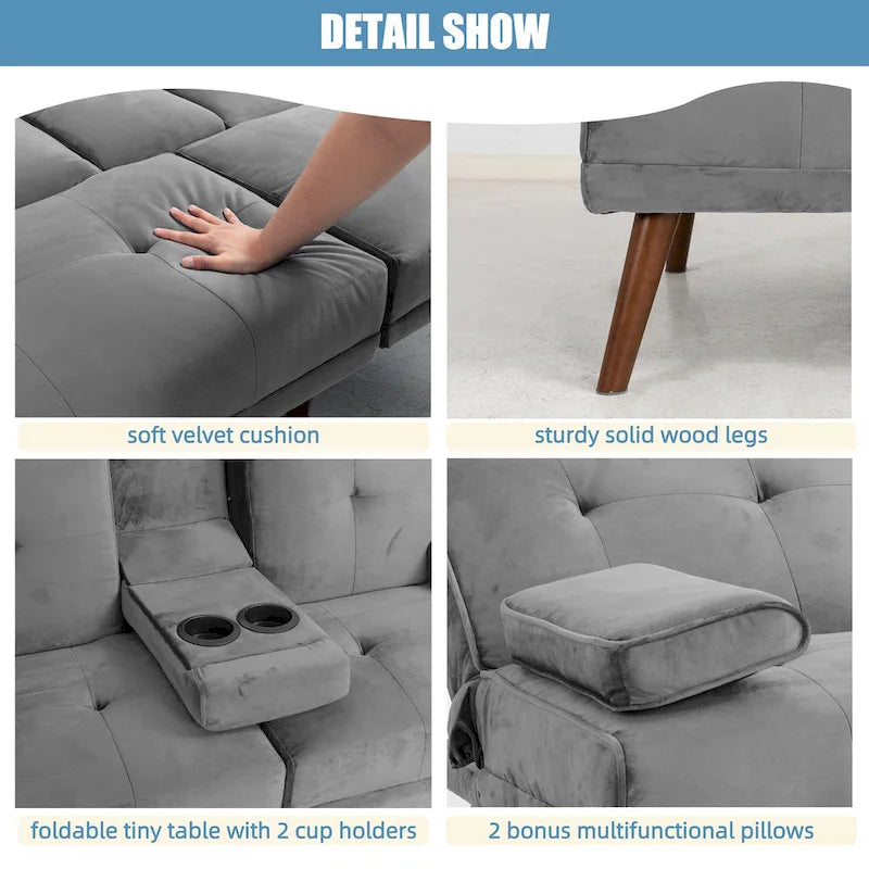 Futzca 60  Small Loveseat, 3 in 1 Cute Convertible Sofa Bed