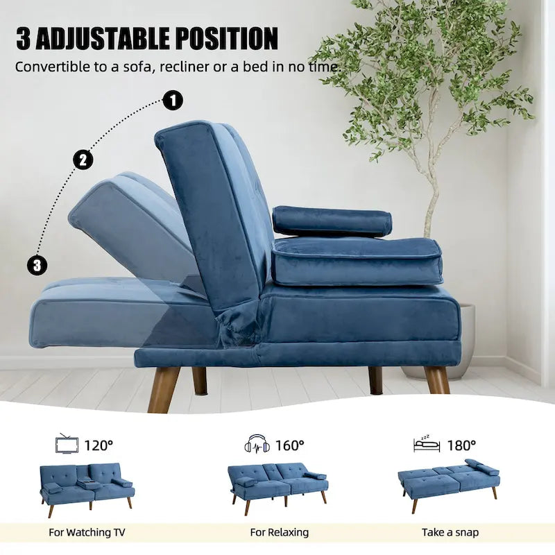 Futzca 60  Small Loveseat, 3 in 1 Cute Convertible Sofa Bed