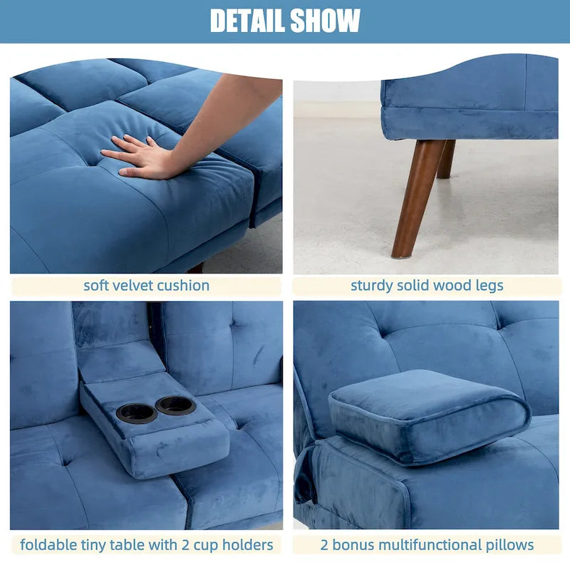 Futzca 60  Small Loveseat, 3 in 1 Cute Convertible Sofa Bed