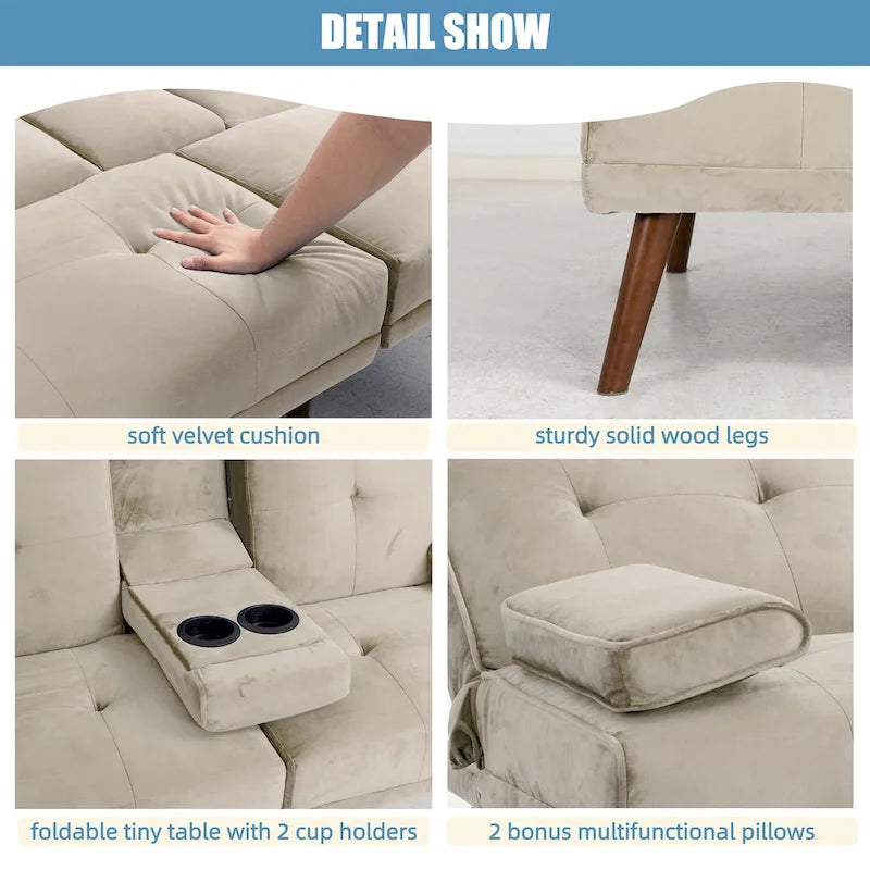 Futzca 60  Small Loveseat, 3 in 1 Cute Convertible Sofa Bed