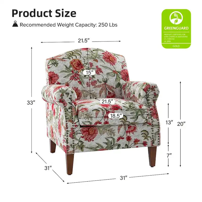 Giampiero Living Room Armchair with Nailhead Trims Set of 2 by HULALA HOME