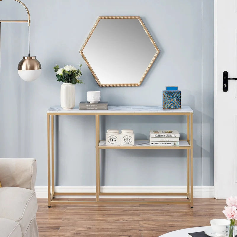 MCombo Narrow Console Table with Storage Shelf for Living Room, MDF Sage80 - 7'6  x 10'9