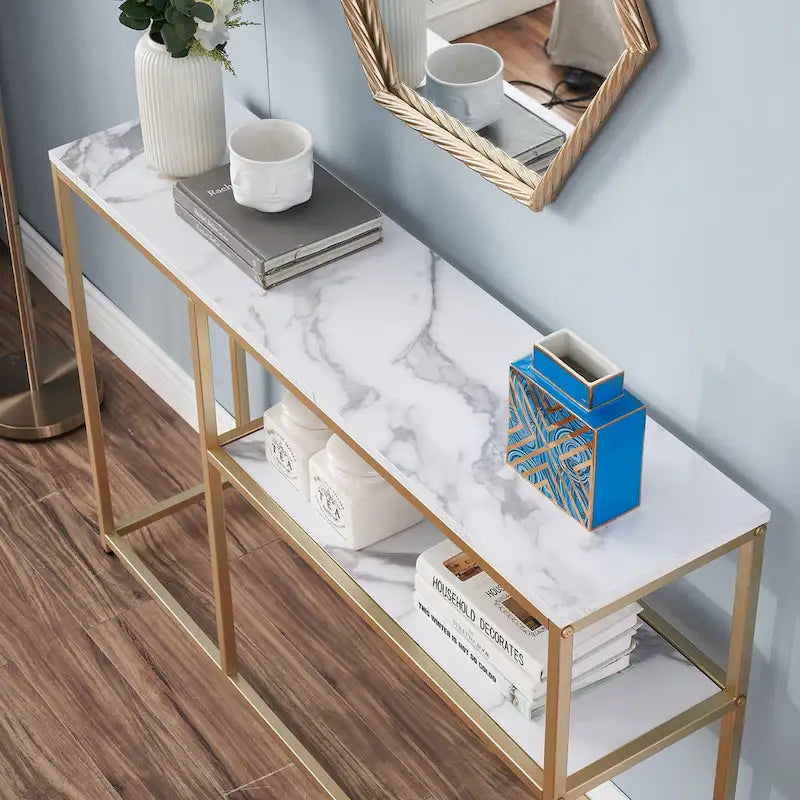 MCombo Narrow Console Table with Storage Shelf for Living Room, MDF Sage80 - 7'6  x 10'9