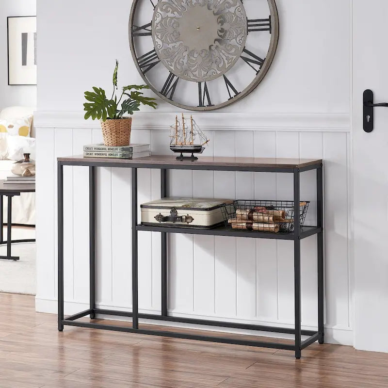 MCombo Narrow Console Table with Storage Shelf for Living Room, MDF Sage80 - 7'6  x 10'9