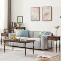 Set of 3 Coffee Table Sets with Coffee Table + 2 End Tables, X-Shaped Design, Rustic Brown
