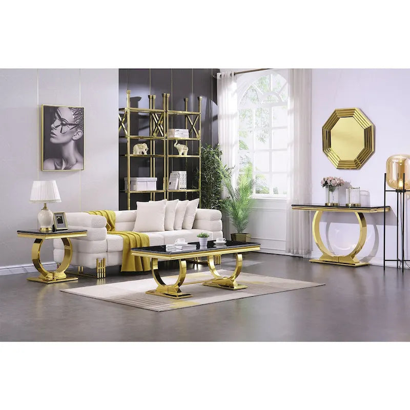 Modern Console Tables With Metal U Base and Gloss texture top