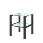 Glass two layer tea table, small round table, corner table, living room side table