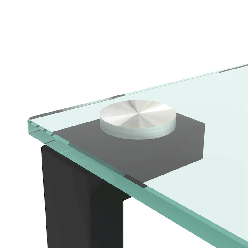 Glass two layer tea table, small round table, corner table, living room side table