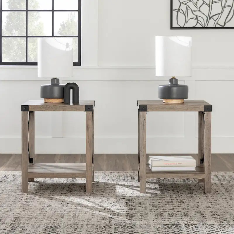  18-inch X-side Accent Table (Set of 2)