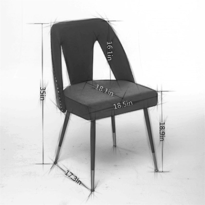 Clihome Set of 2 Contemporary Velvet Upholstered Dining Chair