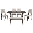 Nestfair 6-Piece Dining Table Set with 4 Chairs and 1 Bench