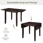 3-Piece Wood Drop Leaf Breakfast Nook Dining Table Set with 2 X-back Chairs for Small Places