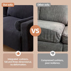 HOOOWOOO Mid-Century Modern Upholstered Sofa Couch with Rolled Pillows