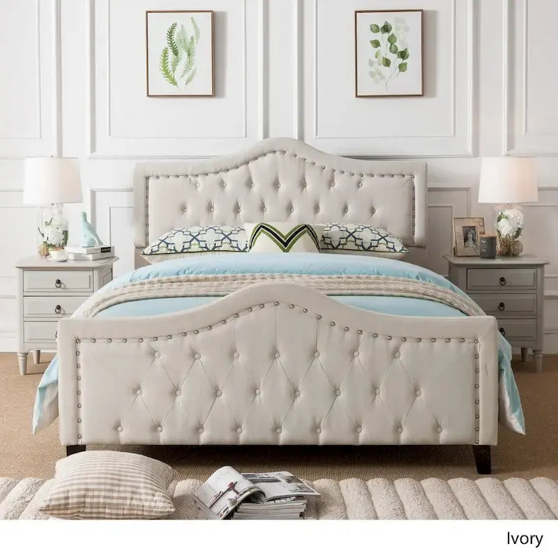 Virgil Queen-size Upholstered Tufted Bed by Christopher Knight Home
