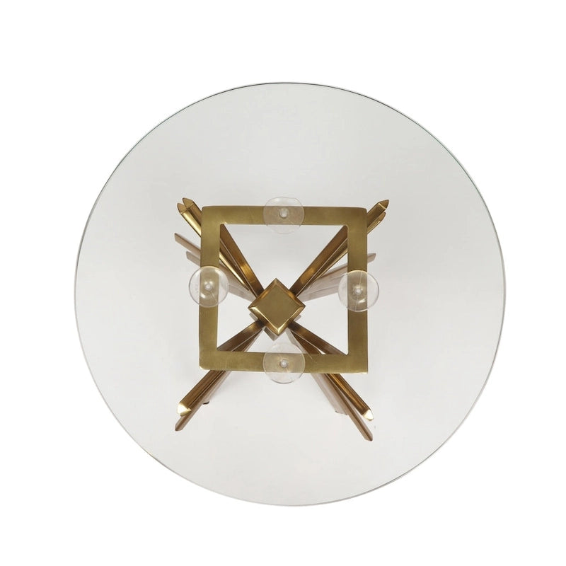 Helios Modern Glam Handcrafted Sunburst Accent Table with Tempered Glass Top by Christopher Knight Home