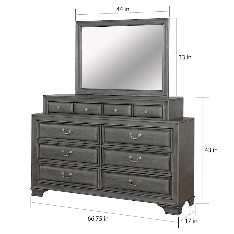 Oslo Traditional 2-piece 10-Drawer Dresser and Mirror Set by