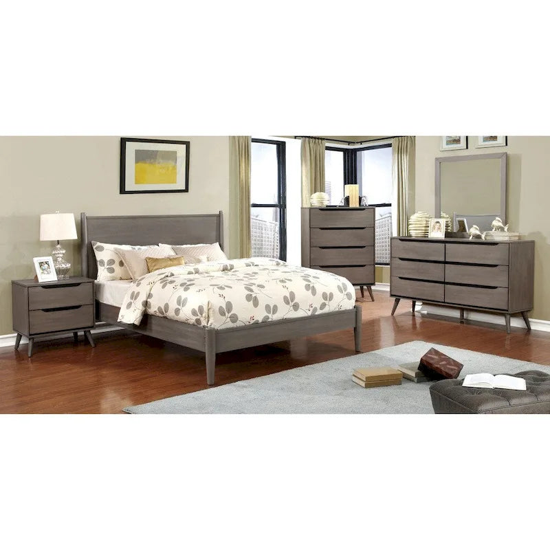 Fopp Mid-Century Modern 2-piece 6-Drawer Dresser and Mirror Set by Furniture of America