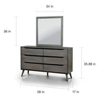 Fopp Mid-Century Modern 2-piece 6-Drawer Dresser and Mirror Set by Furniture of America