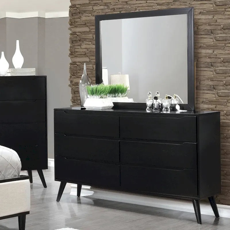 Fopp Mid-Century Modern 2-piece 6-Drawer Dresser and Mirror Set by Furniture of America