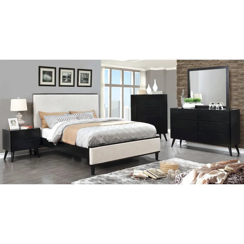 Fopp Mid-Century Modern 2-piece 6-Drawer Dresser and Mirror Set by Furniture of America