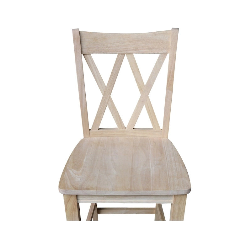 International Concepts Unfinished Double X-back Stool