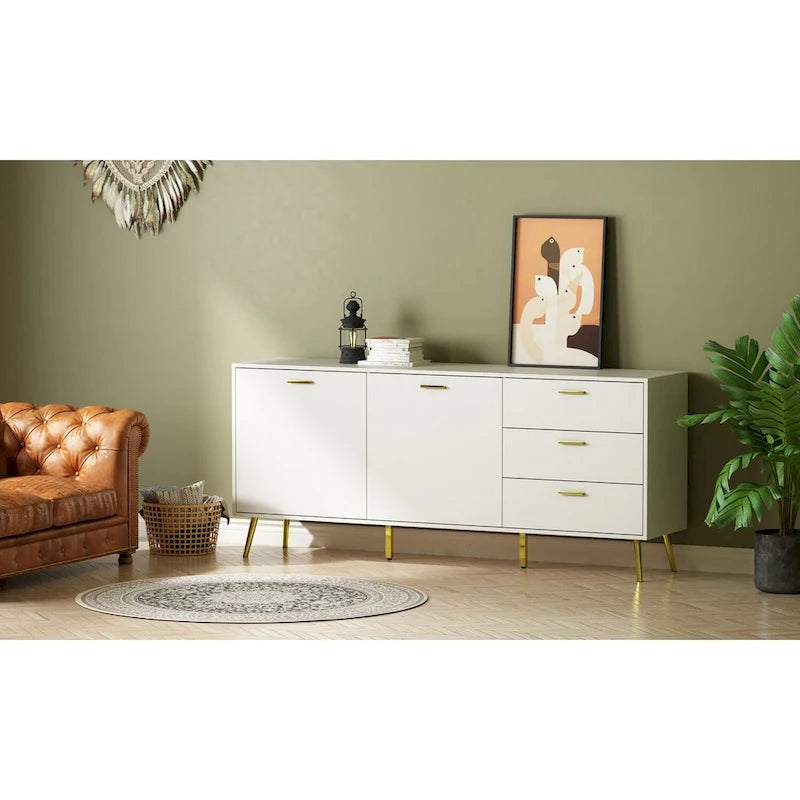 3 Drawer 69  W Chest&Dresser With Metal Handles&Legs