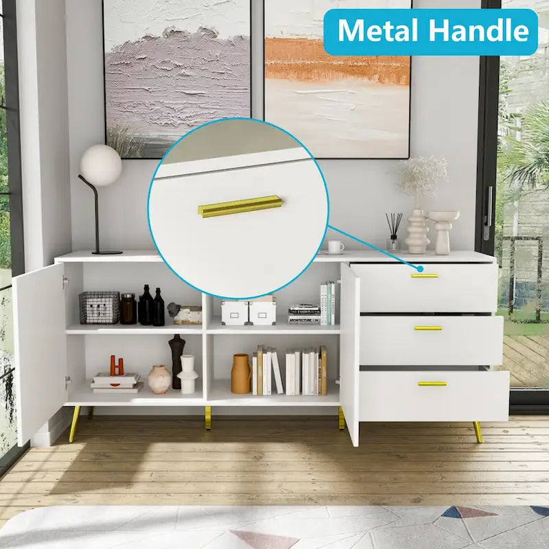 3 Drawer 69  W Chest&Dresser With Metal Handles&Legs