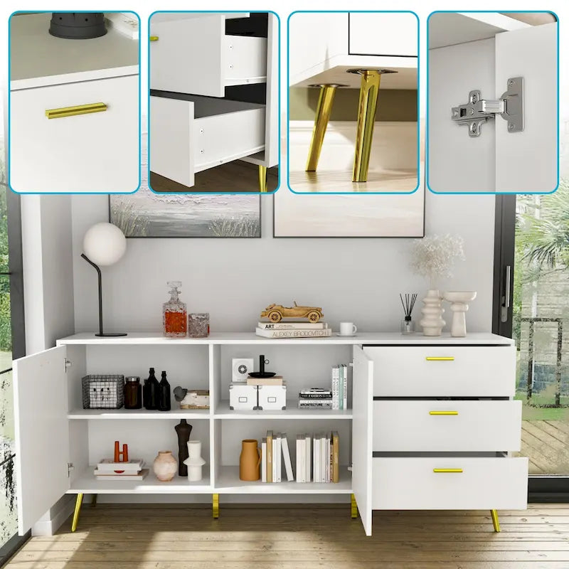 3 Drawer 69  W Chest&Dresser With Metal Handles&Legs