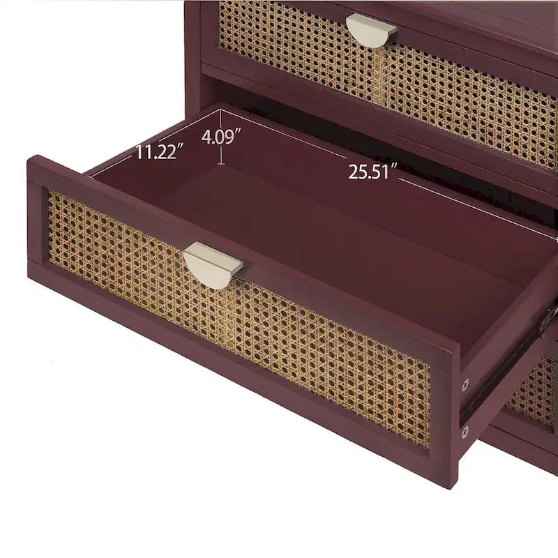 3 Drawers Rattan Storage Cabinet for Bedroom Living Room
