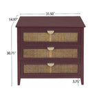 3 Drawers Rattan Storage Cabinet for Bedroom Living Room