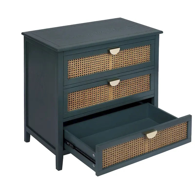 3 Drawers Rattan Storage Cabinet for Bedroom Living Room