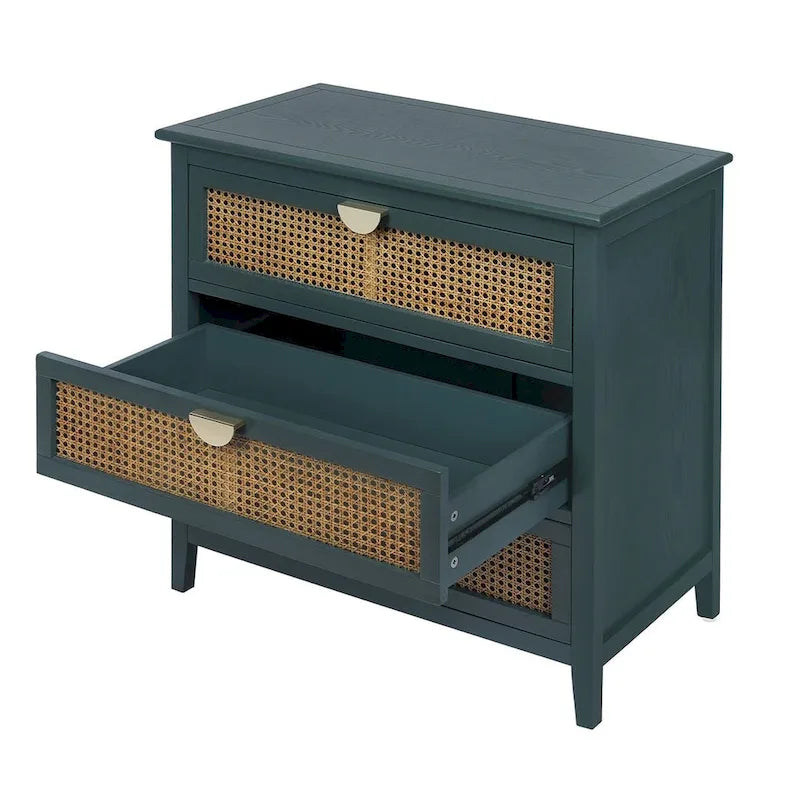 3 Drawers Rattan Storage Cabinet for Bedroom Living Room
