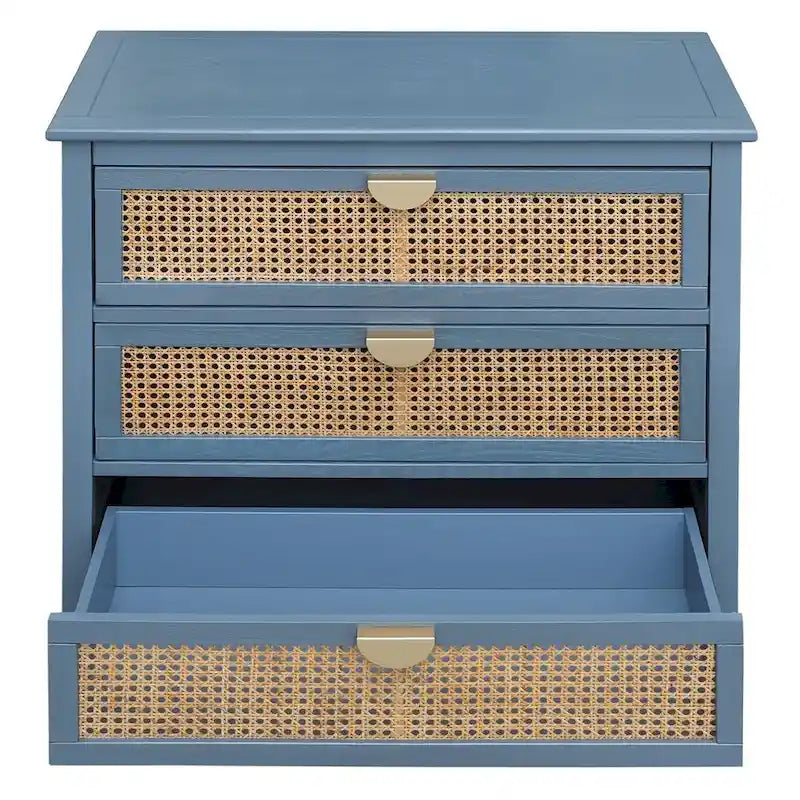 3 Drawers Rattan Storage Cabinet for Bedroom Living Room