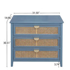 3 Drawers Rattan Storage Cabinet for Bedroom Living Room