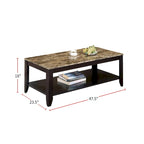 3 Piece Table Set With Marble Top, Walnut